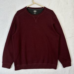 GH Bass Mens Hard Service Sweatshirt Large Burgundy Long Sleeve Pullover Cotton